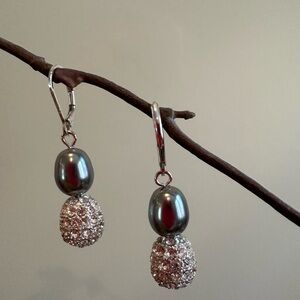 Elegant Silver and Grey Drop Earrings